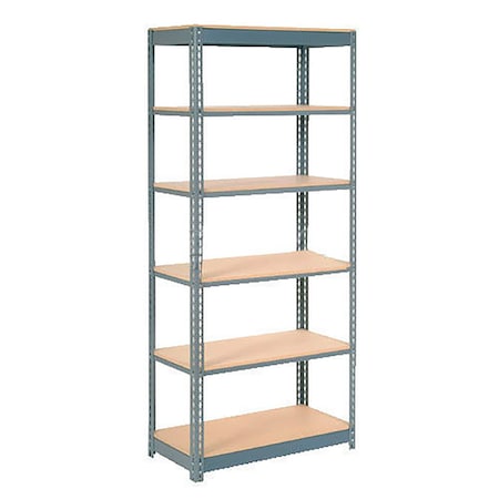 Global Industrial Heavy Duty Shelving 36W x 12D x 84H With 6 Shelves, Wood Deck, Gray B2297557